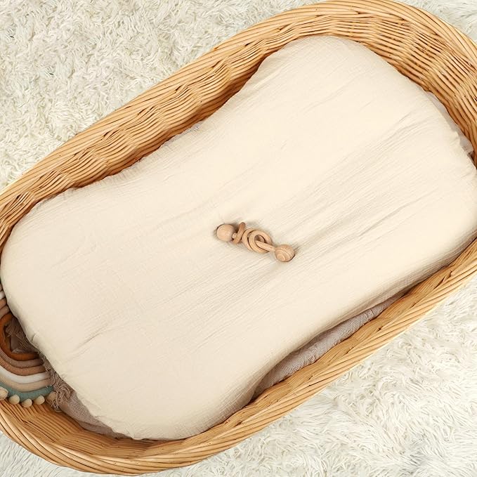 Hooyax Muslin Baby Lounger Cover 1 Pack, 100% Cotton Soft & Breathable Infant Lounger Covers Only for Newborn (Cream)-BubblyBeeBaby