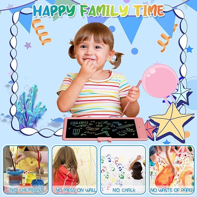 10 Inch LCD Writing Tablet for Kids 4 Pack Reusable Drawing Pad Colorful Toddler Writing Board Electronic Drawing Tablet Educational and Learning Toys for 3-8 Years Old Boys Girls-BubblyBeeBaby