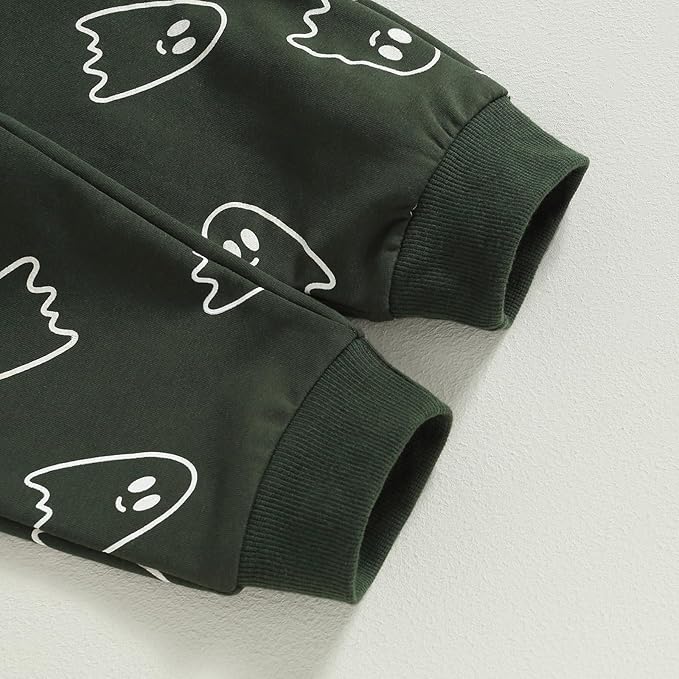 0-4T Toddler Boy Girl Halloween Outfit Fall Clothes Ghost Long Sleeve Sweatshirt Top Pants Baby Halloween Clothes-BubblyBeeBaby