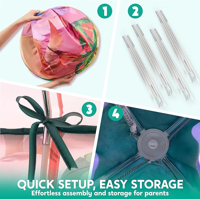 JOYIN Dinosaur Play Tent for Kids, Pop Up Play Tent for Boys & Girls, Kids Indoor Outdoor Dinosaur Playhouse Tent Set for Toddlers Birthday-BubblyBeeBaby