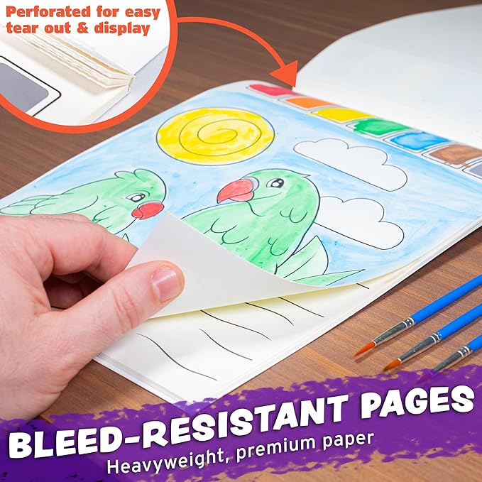 Imagination Works® Paint with Water Books for Kids, 3 Pack | Watercolor Coloring Book Set for Toddler Activities | Spillproof Kids Paint Palettes on Each Page (Jungle, Vehicles, Woodland)-BubblyBeeBaby