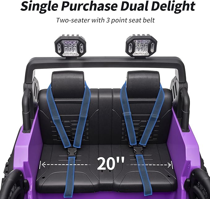 2 Seater Ride on Toy Car for Kids, 24V 4x4 Ride-on Truck Kids Electric Car w/Remote Control, 4x200W Motors - Purple-BubblyBeeBaby