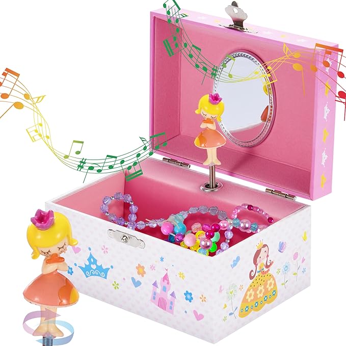 Jewelkeeper Jewelry Box for Girls - Toddler Jewlery Box - Girls Jewelry Box 6-8 - Blonde Princess Musical Jewelry Boxes, The Beautiful Dreamer Tune and Spinning Doll-BubblyBeeBaby