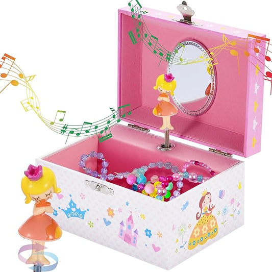 Jewelkeeper Jewelry Box for Girls - Toddler Jewlery Box - Girls Jewelry Box 6-8 - Blonde Princess Musical Jewelry Boxes, The Beautiful Dreamer Tune and Spinning Doll-BubblyBeeBaby