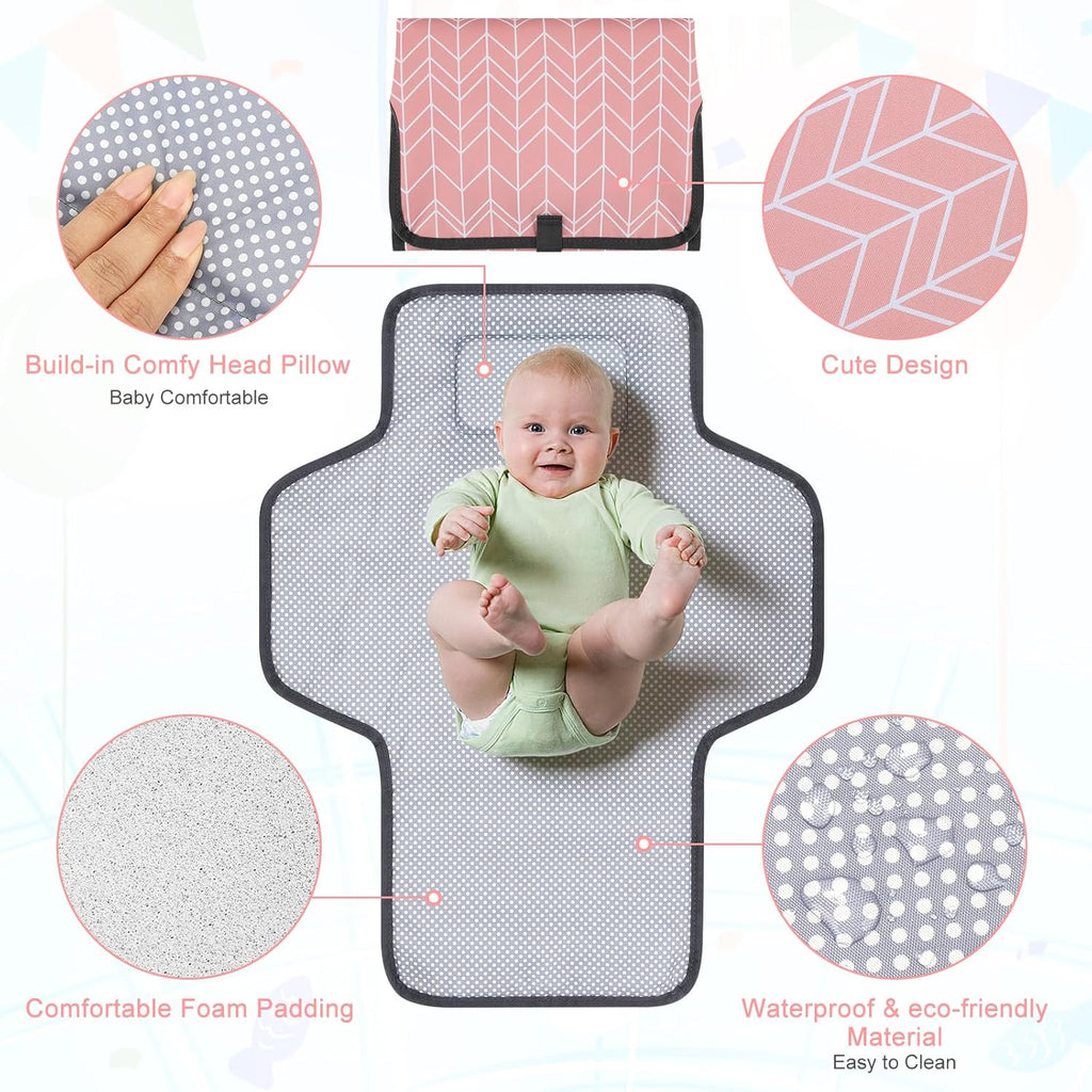 Accmor Portable Diaper Changing Pad, Waterproof Baby Changing Mat, Foldable Travel Diaper Changing Pads for Baby, Baby Essentials Shower Registry Gifts