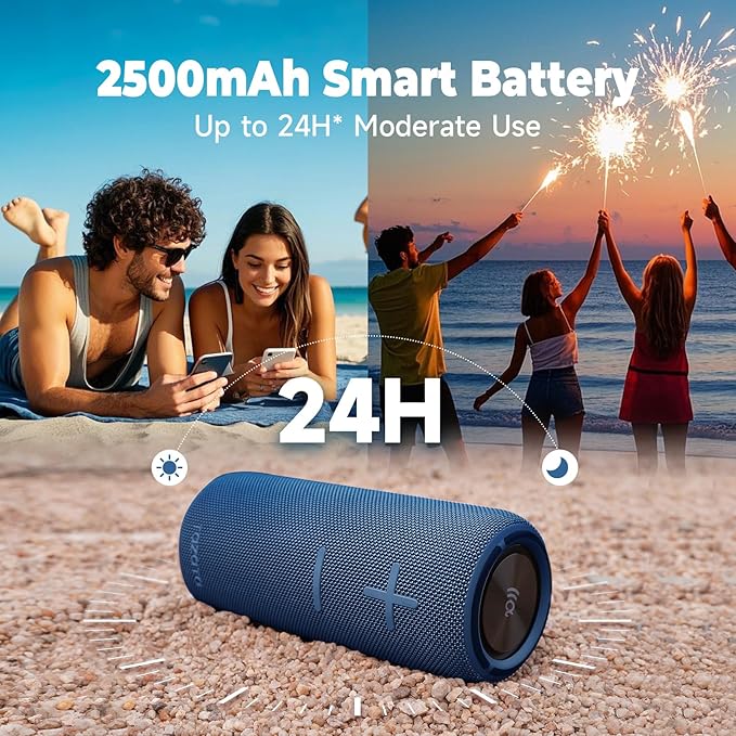 IPX7 Waterproof Bluetooth Speaker - 30W HD Sound, 8H Playtime, TWS Pairing, BT5.3, Portable for Pool/Beach/Shower, Blue Gift-BubblyBeeBaby