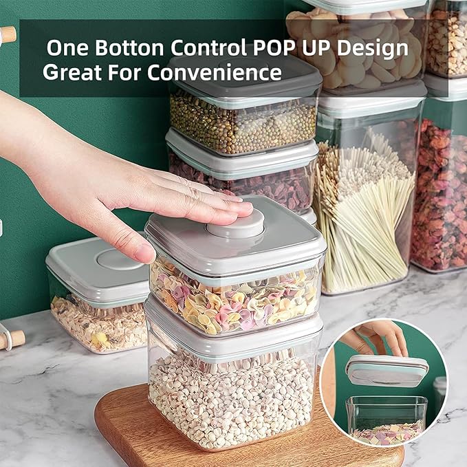Airtight Food Storage Container - 0.5qt / 500ml Mini Square Pop Containers With Lids, Bpa Free Stackable Container Snacks Candy Salt Herbs Spices-BubblyBeeBaby