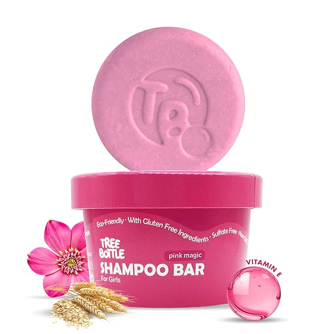 Hydrolyzed Oat Protein + Squalane Shampoo Bar for Girls - 4.5oz - For all Hair Types - Gentle on sensitive Eyes & Scalp - Natural, Tear-Free, Sulfate & Paraben-Free - Made in USA - 4.5oz-BubblyBeeBaby