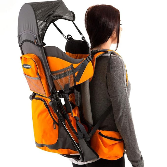 Hiking Baby Carrier Backpack - Comfortable Toddler/Baby Backpack Carrier System with Diaper Change Pad, Insulated Pocket + Rain and Sun Hood to Protect Your Child-BubblyBeeBaby