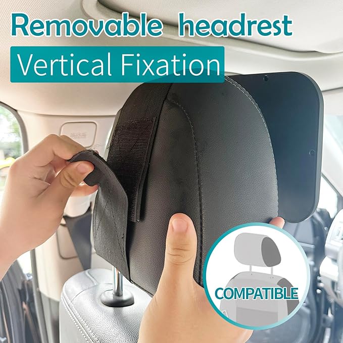 Funbliss Fixed Headrest Baby Car Mirror, Car Mirror for Baby Compatible with Tesla and other vehicles,360° Rotation, Shatterproof Plastic, No Assembly Required-BubblyBeeBaby