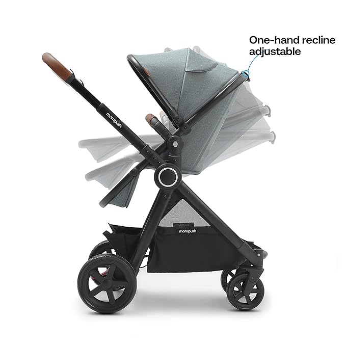 Mompush Ultimate2 Baby Stroller, Premium Convertible Full-Size Stroller for Toddler, Reversible Seat with One Hand Recline Adjustment, Car Seat Adapter Included-BubblyBeeBaby