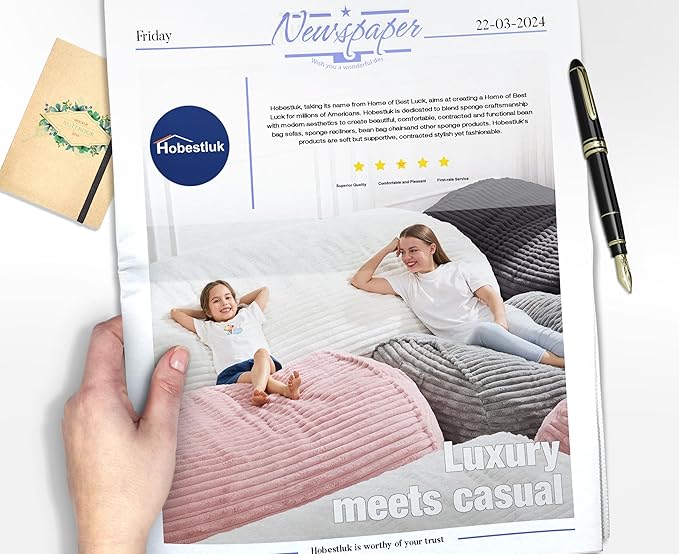 Hobestluk 6FT Bean Bag Chairs Adult Bean Bag with Portable Handle Comfy Large Bean Bag Lounge Chair with Removable Cover for Living Room Bedroom (Stripe Dark Grey, 6FT)-BubblyBeeBaby