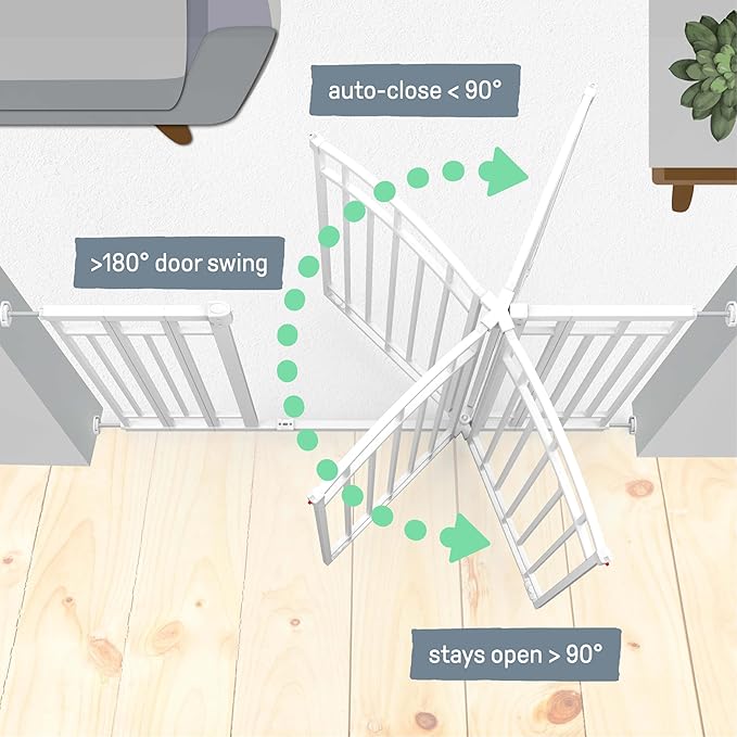 Ingenuity Decorative Extra Tall Baby Gate & Dog Gate, 28.5"-48" Wide, 36" Tall, Hardware or Pressure Mounted, Install on Top or Bottom of Stairs, Banister, or Doorway - White-BubblyBeeBaby