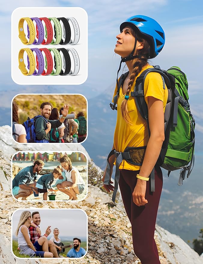 18 Pack Mosquito Repellent Bracelets, Silicone Mosquito Repellent Bands with DEET Free, Natural & Waterproof Bug Wristbands for Kids and Adults, Outdoor Traveling Protection-BubblyBeeBaby