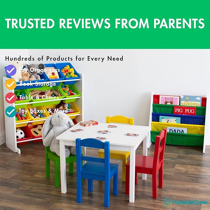 Humble Crew Kids Toy Storage Organizer with 12 Plastic Bins, White/Primary – Removable Bins for Playroom, Bedroom, Toddler Furniture for Boys and Girls Ages-BubblyBeeBaby