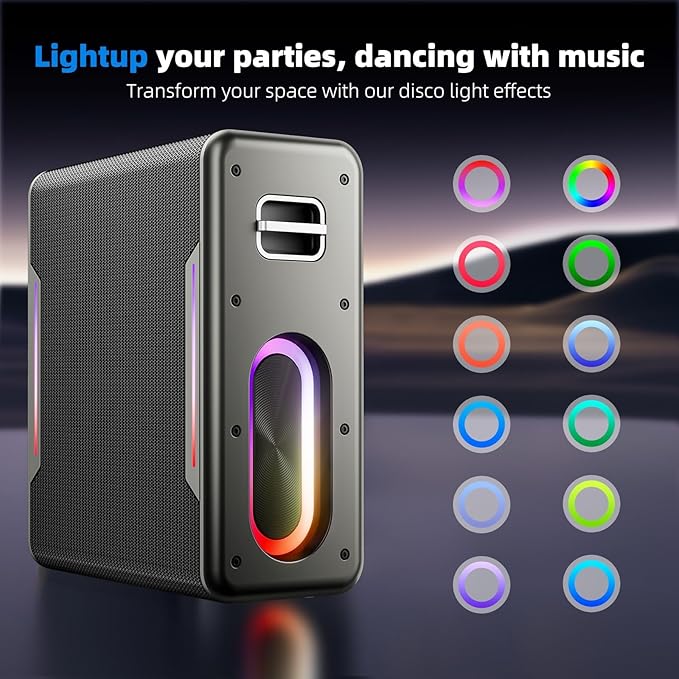 Karaoke Machine with 2 Wireless Microphones Portable Bluetooth Karaoke Machine for Adults Kids DSP Chip Karaoke Speaker with LED Lights Supports TWS TF Card USB AUX in-BubblyBeeBaby