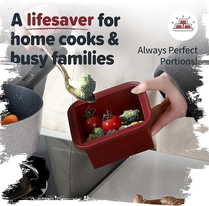 2-Cup Silicone Freezer Trays with Lids – Perfect for Meal Prep, Portion Control, and Easy Freezing-Meal Prep Container Molds for Soup,Leftovers (Cranberry, 2 Pack)-BubblyBeeBaby