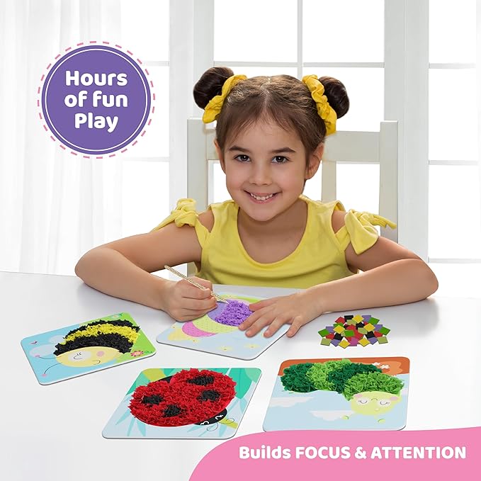 jackinthebox Poke Poke Art – Bugs Theme, Mess-Free Fabric Art and Craft, Flower Pressing Kits, Gift for Kids, Toys for Girls and Boys Ages 4 5 6 7 8-BubblyBeeBaby