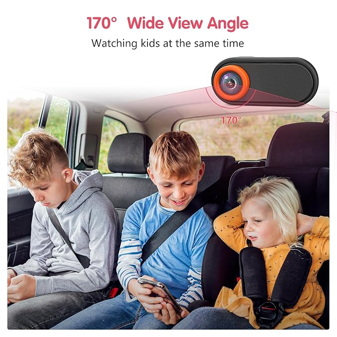 BM2 Car Camera for Baby, 5.2" 1080P Screen with 3X Zoom, Clear Rear-Facing View, 360° Rotating Lens, Easy Installation – Safety for Infants and Pets-BubblyBeeBaby