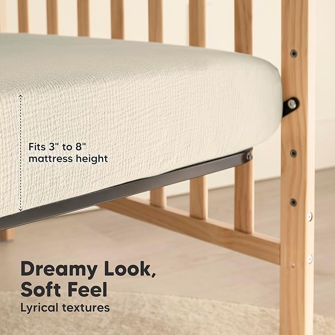 KeaBabies 2-Pack Muslin Crib Sheets for Boys, Girls - 100% Organic Cotton Fitted Baby Crib Mattress Sheet, Soft Breathable Standard Toddler Bed Cover Bedding Set, Neutral, Durable 52x28 (Willow)-BubblyBeeBaby