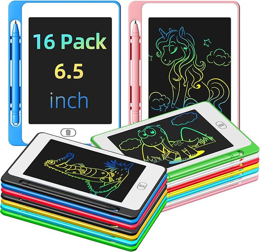 16 Pack LCD Writing Tablet for Kids, 6.5 Inch Colorful Doodle Board Drawing Tablet, Erasable Reusable Electronic Drawing Pads, Educational Learning Toys Birthday Gifts for Girls Boys Age 3 4 5 6 7 8-BubblyBeeBaby