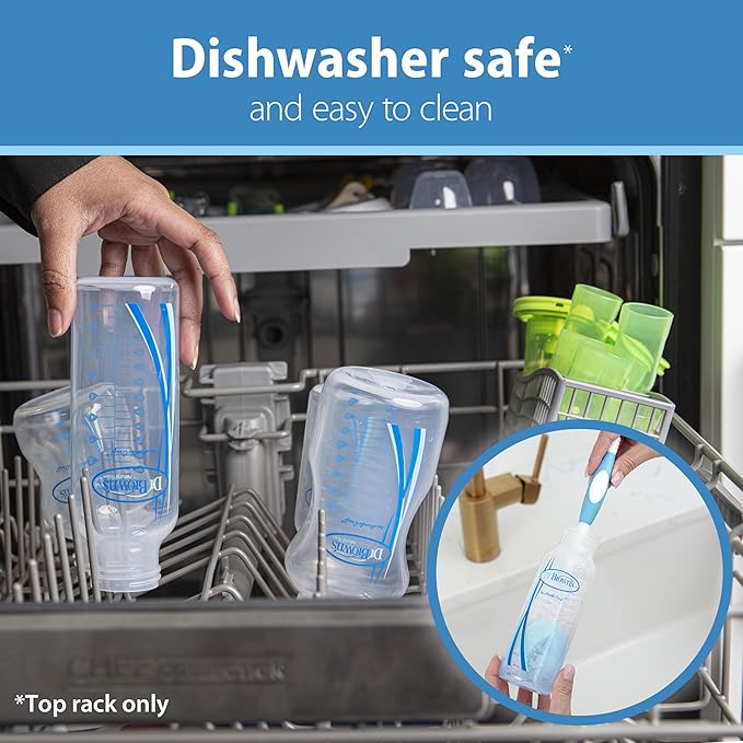 Dr. Brown's Natural Flow Anti-Colic Options+ Narrow Breast to Bottle Pump & Store Feeding Set with Slow Flow Nipples, Baby Travel Caps and 100% Silicone HappyPaci One-Piece Pacifier, Blue-BubblyBeeBaby