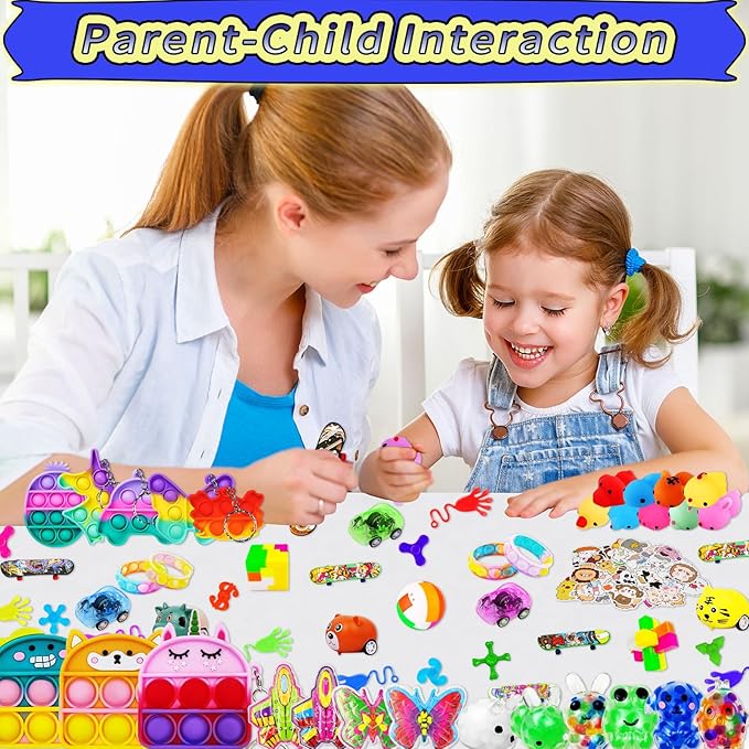 123 PCS Party Favors for Kids, Fidget Toys Bulk, Birthday Gifts Toys, Stocking Stuffers, Prize Treasure Box Toys for Classroom, Goodie Bags Stuffers, Pinata Filler, Carnival Prizes for Boys Girls 4-10-BubblyBeeBaby