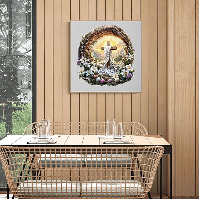 KAAYEE Wooden Puzzles for Adults, 3D Vision Effect Holy Light Cross Wooden Jigsaw Puzzle Unique Shape Wood Puzzle Adult, 3D Effect Flat Puzzle Birthday Family Game (M-11.4 * 11.3 in-200pcs)-BubblyBeeBaby