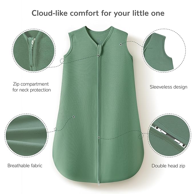 JELLYMONI Baby Sleep Sack 18-24 Months 100% Cotton Wearable Blanket, 0.5 TOG Soft Lightweight Toddler Sleeping Sack 3 Pack 2-Way Zipper Newborn Sleep Sacks-BubblyBeeBaby