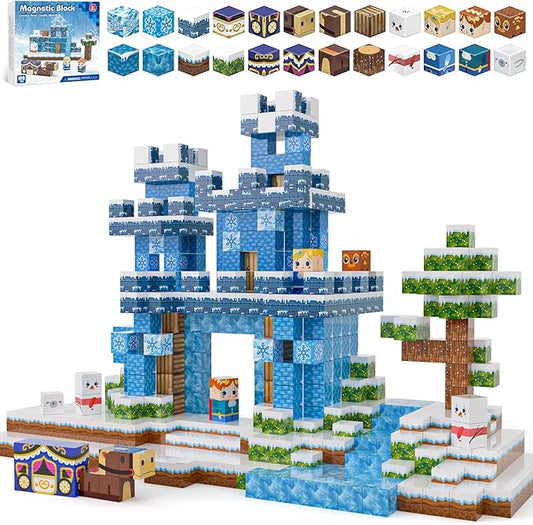 100PCS Magnetic Blocks, Magnet Building Blocks for Kids Age 4-8, Magnetic Cubes Sets for Frozen Princess Castle Build, Magnet Cubes Tiles Toys for Girls Age 3+ Years Old Birthday Gift-BubblyBeeBaby
