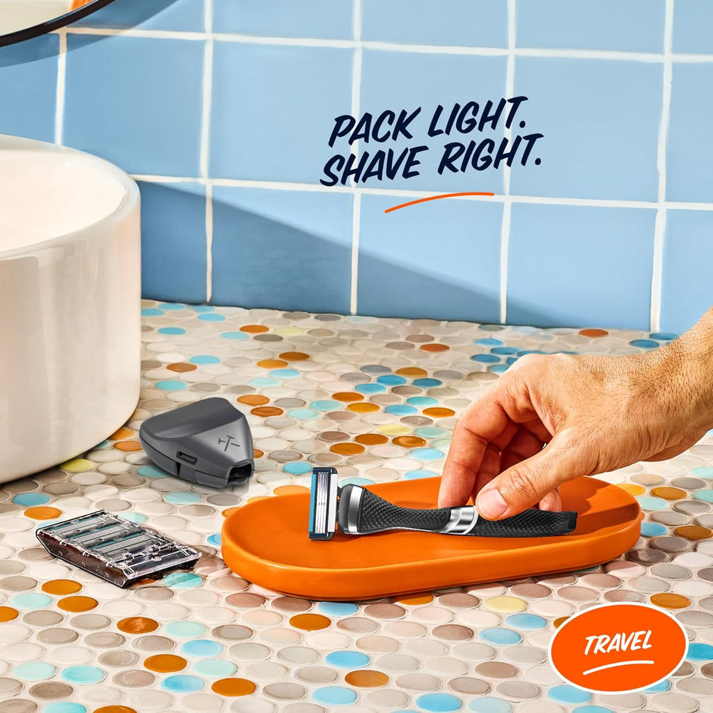 Dollar Shave Club | Travel Shave Set | 4 Swift Rinse Refill Cartridges, 1 Handle, 1 Razor Cover