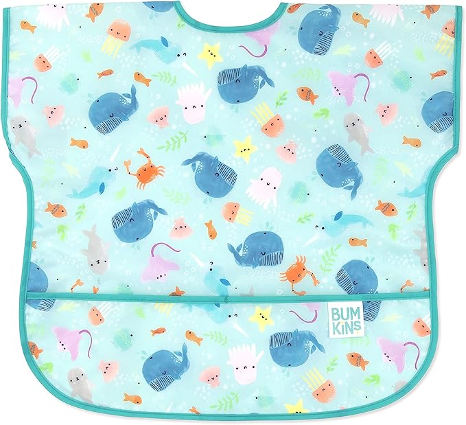 Bumkins Bibs - Toddler Bibs, Waterproof, Large for 1-3 Years, Short Sleeve-BubblyBeeBaby