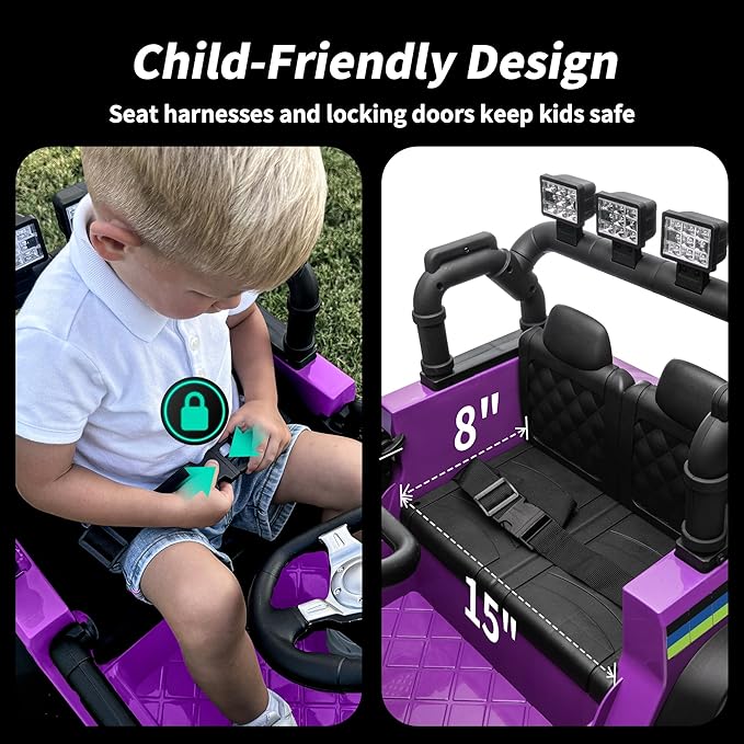 24V Kids Ride on Car, Kids Electric Vehicles Car Ride on Toy Truck for Toddlers w/Remote Control, 400W Motor - Purple-BubblyBeeBaby