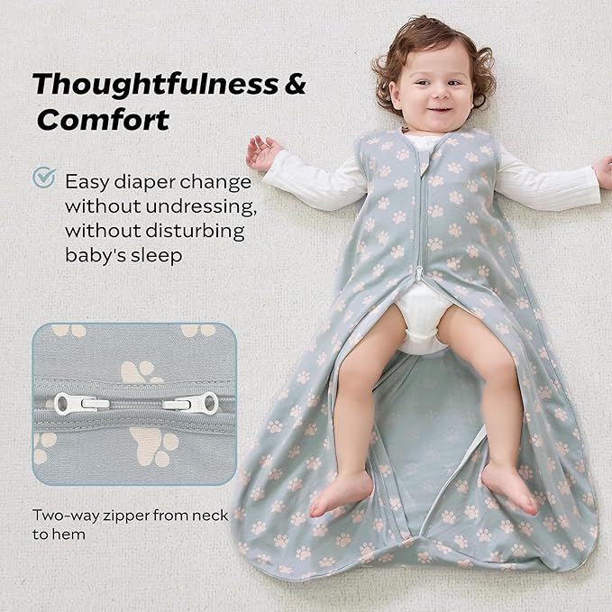 JELLYMONI Baby Sleep Sack 0-6 Months Wearable Blanket for Baby, 100% Cotton 2 Pack Infant Toddler Sleeping Sack Lightweight Soft 2-Way Zipper Sleepsack-BubblyBeeBaby