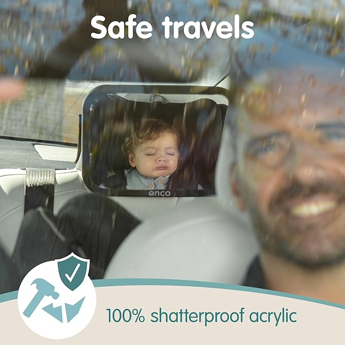 Onco Fixed Headrest Baby Car Mirror - Tesla-Compatible Car Mirror for Baby, 100% Shatterproof & Shake-Proof, Non-Slip with 360° Rotation, Newborn Must Haves-BubblyBeeBaby