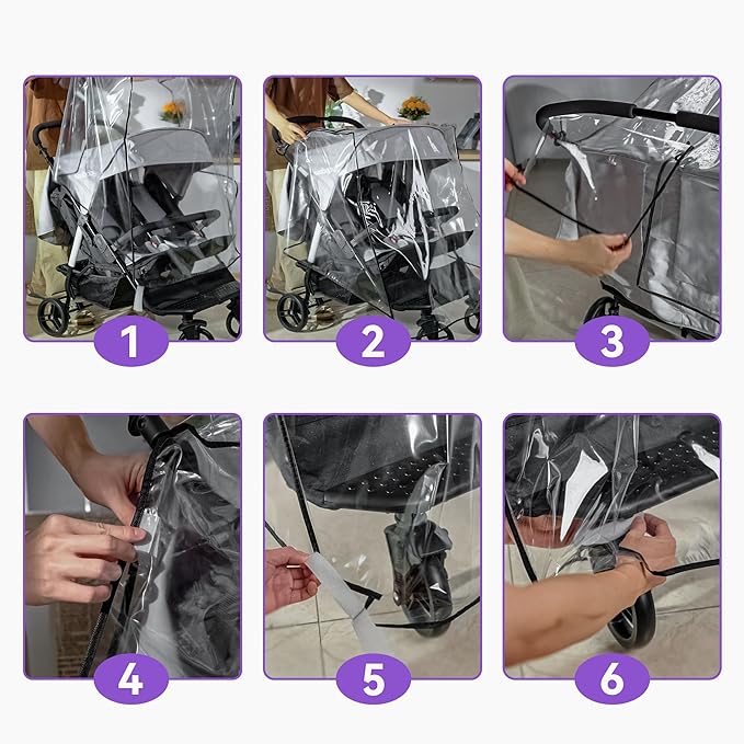 bemece Double Stroller Rain Cover, Weather Shield Double Stroller for Side by Side Seats Twin Stroller, Baby Outdoor Activities Accessories, Protects Children from Rain, Snow, Wind-BubblyBeeBaby