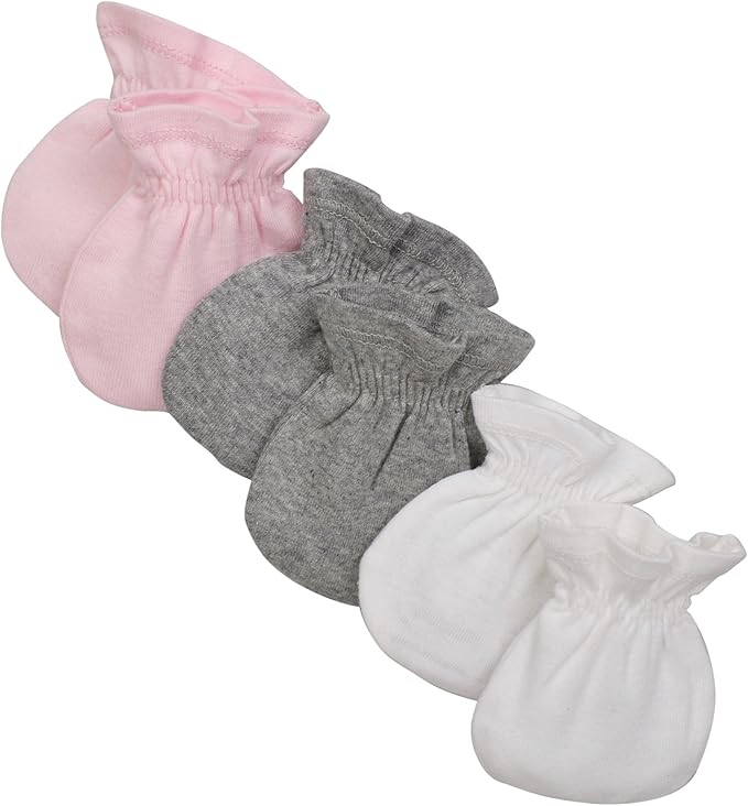 Burt's Bees Baby Baby Girls' Mittens, No-Scratch Mitts, 100% Organic Cotton, Set of 3-BubblyBeeBaby
