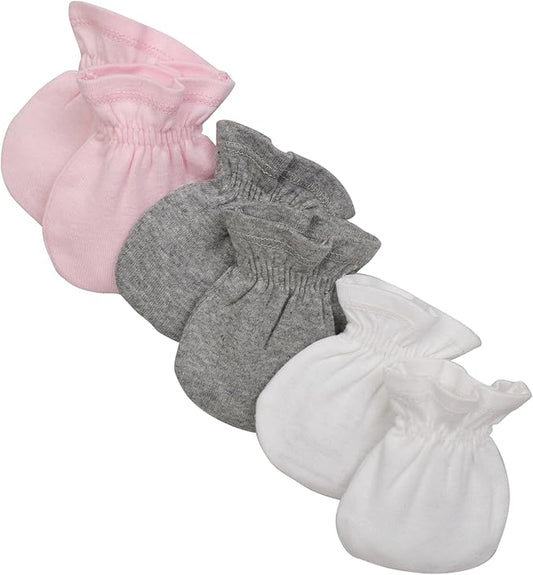 Burt's Bees Baby Baby Girls' Mittens, No-Scratch Mitts, 100% Organic Cotton, Set of 3-BubblyBeeBaby
