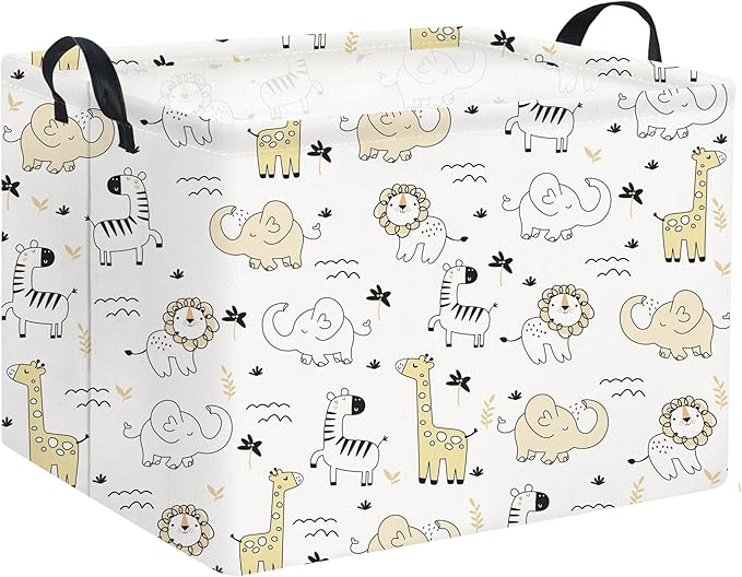 HIYAGON Baby Baskets kids Toy Basket for Boy and Girls Woodland Gift Basket Empty Cute Storage Bin Organizer Box Rectangular Animal Room Decor for Books(Animal)-BubblyBeeBaby