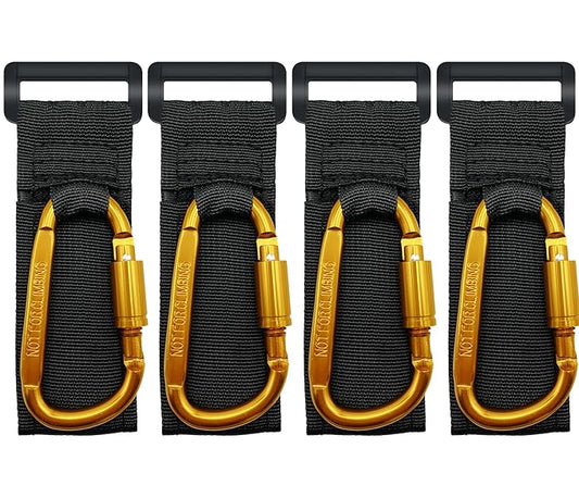 4 Pcs Baby Stroller Hook, Carry 30 lbs per Stroller Carabiner Clip, Adjustable Baby Stroller & Car Seat Hook for Hanging Diaper Bag, Wheelchair,Golf cart, Shopping and Pet Cart-BubblyBeeBaby