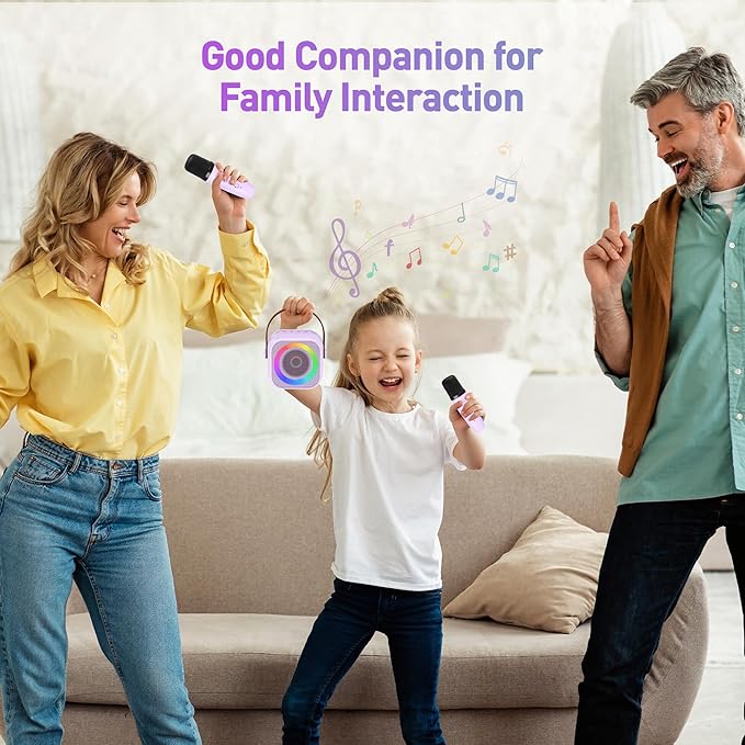 Karaoke Machine for Kids Adults, Karaoke Toys Gifts for Girls Boys, Portable Bluetooth Speaker with Wireless Microphone, Birthday Gifts for Girls Boys Ages 4, 5, 6, 7, 8, 9, 10, 12+ Years Old-BubblyBeeBaby