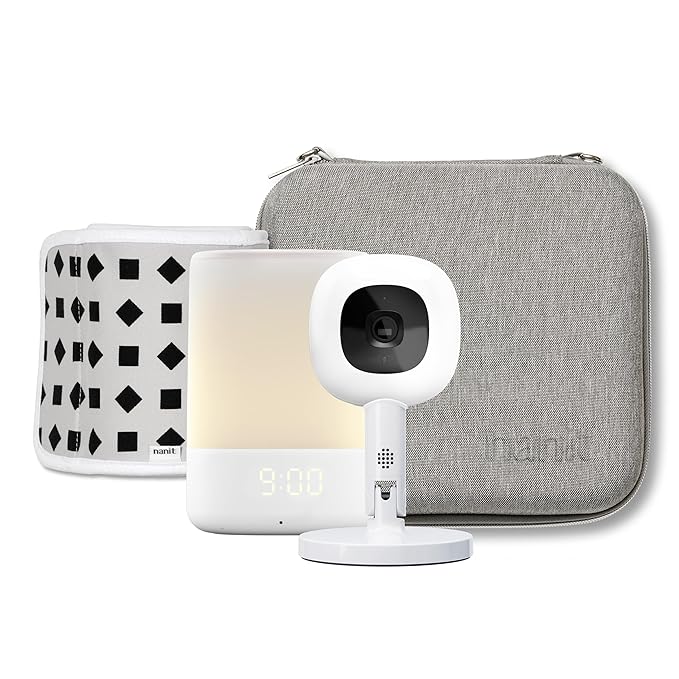 Nanit Travel Light Bundle Pro Camera with Portable Flex Stand, Sound + Light Audio Monitor & Baby Night Light, and Travel Case - Gray Oxford Edition-BubblyBeeBaby
