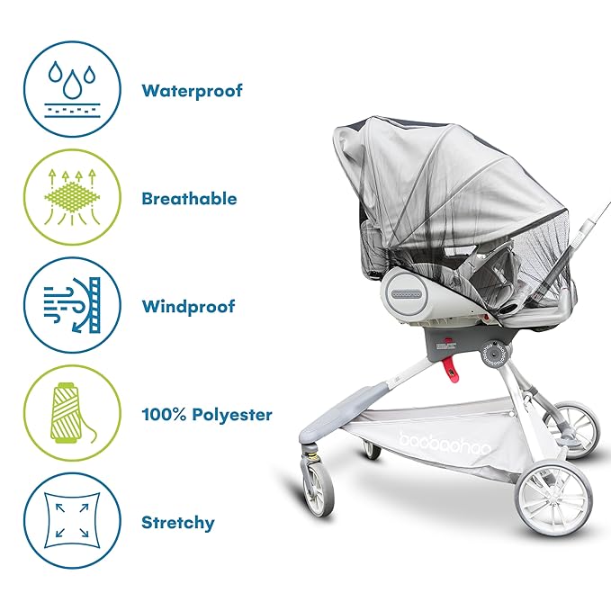 Enovoe Mosquito Net for Stroller - Bug Net for Stroller - Black Breathable Durable Polyester Mesh - Fits Strollers, Bassinets, Cradles, Playards - Pack N Plays Mini Cribs - Machine Washable-BubblyBeeBaby