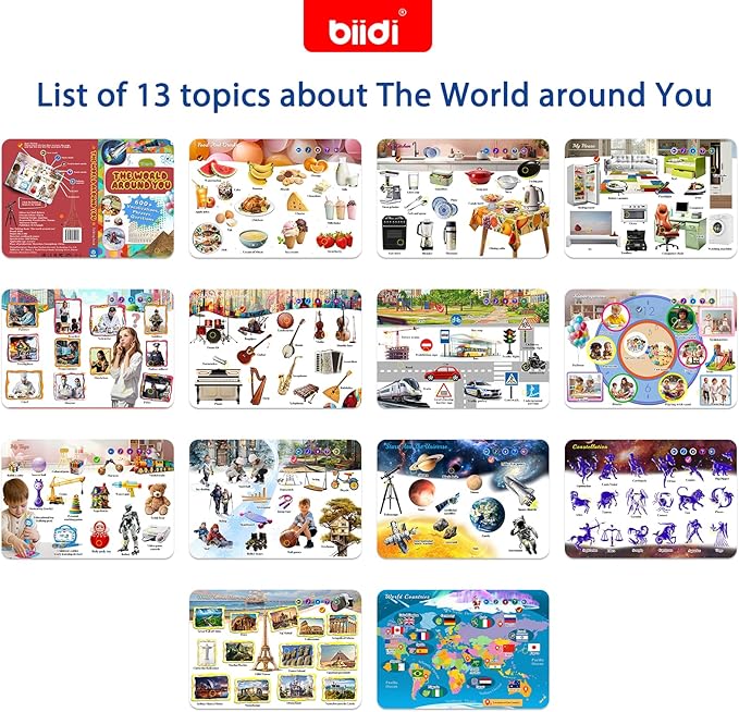 Interactive Sound Book for Kids Children,English Words Talking Book Activity for Toddler Age 3-5,Educational Learning Travel Toys for Boys Girls Birthday Gift 3 4 5 6 Year Old,Sensory Autism Toy-BubblyBeeBaby