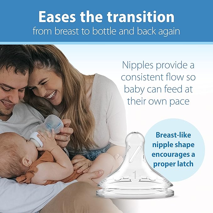 Dr. Brown's Natural Flow Anti-Colic Options+ Wide-Neck Baby Bottles, 9 oz/270 mL, with Level 1 Slow Flow Nipple, 6 Pack with 2 Bonus Level 2 Nipples & 2 Sippy Spouts-BubblyBeeBaby