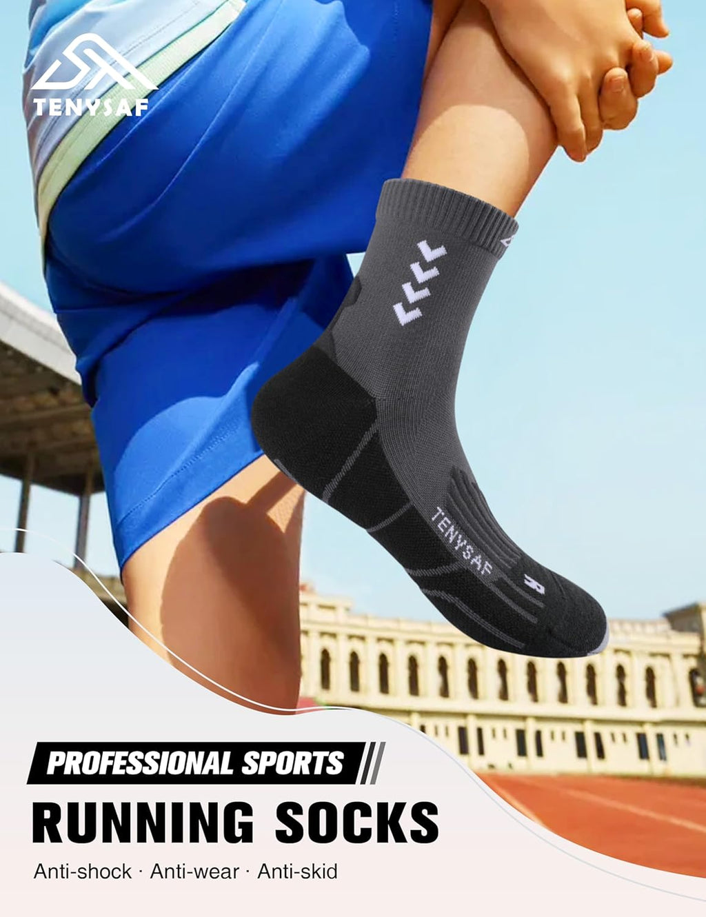 Compression Crew Running Socks: Athletic Socks for Men Women with Cushion,3 Pairs Work Hiking Basketball Sport Socks