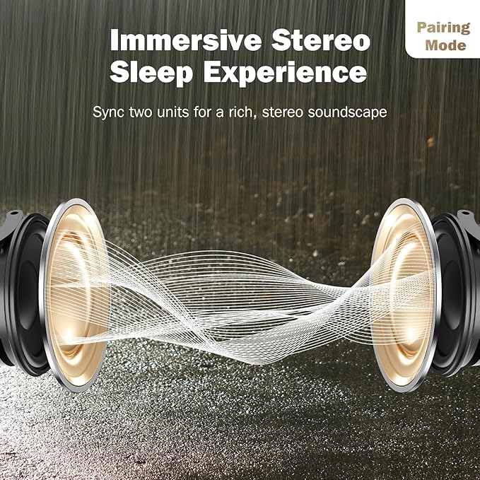 2-Pack Sync Stereo, Paussion Portable Mini Noise White Sleep Sound Machine for Adults Kids Baby 25 Soothing Songs, Auto Timer, Perfect for Travel, Home, Office Privacy-BubblyBeeBaby