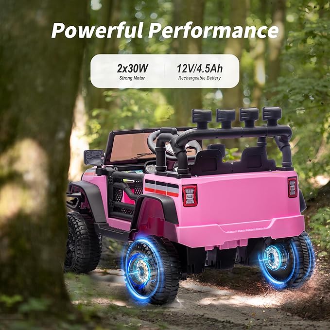 12V Kids Ride on Car Truck, Kids Electric Vehicles Car Ride on Toy for Toddlers with Remote Control - Light Pink-BubblyBeeBaby