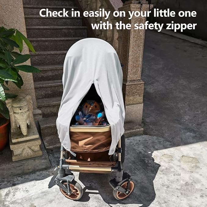 Sun Shade for Strollers, UV Sun and Sleep Shade Universal Fit for Baby Strollers, Blackout Stroller Cover, Breathable and Stops 99% of The Sun's Rays (UPF50+)-BubblyBeeBaby