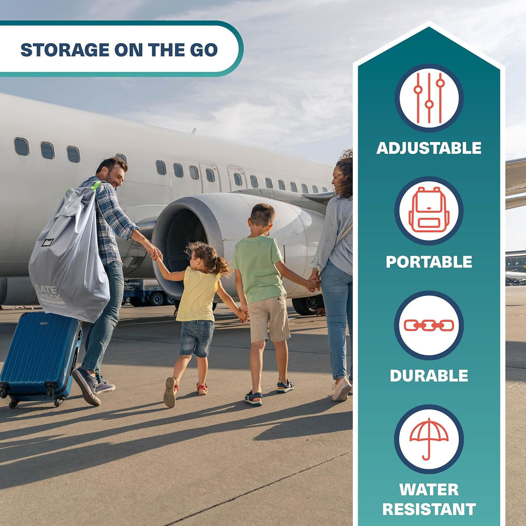 Bramble 45" Large Gate Check Stroller Bag for Airplane - Universal Fit, Drawstring Closure, ID, Padded Adjustable Strap - Baby Buggy Stroller Travel Bag for Airplane Travel